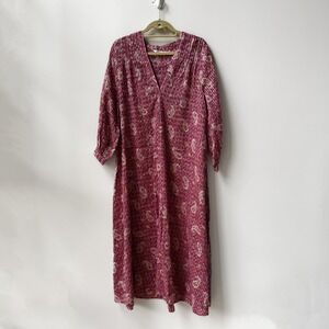 Zara Midi Embroidered Summer Dress Kaftan Pink SZ Small